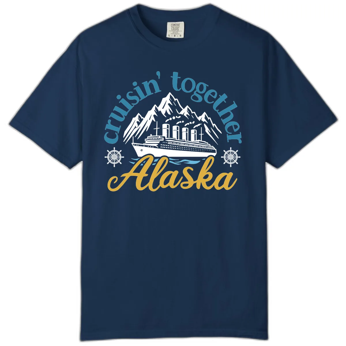 Cruisin Together Alaska Script Wave Design Comfort Color in Navy