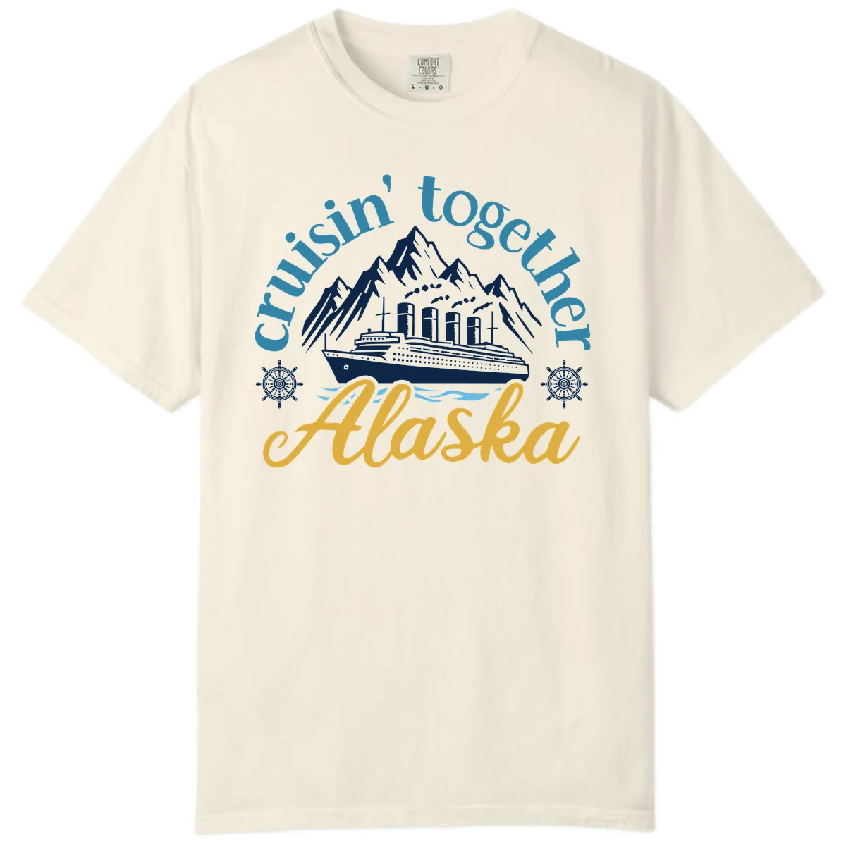 Cruisin Together Alaska Script Wave Design Comfort Color in Ivory