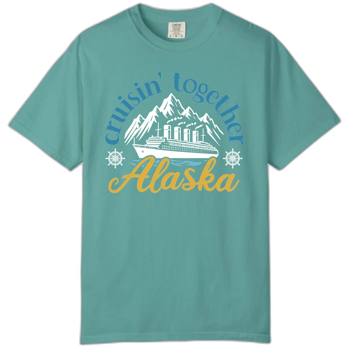 Cruisin Together Alaska Script Wave Design Comfort Color in Seafoam