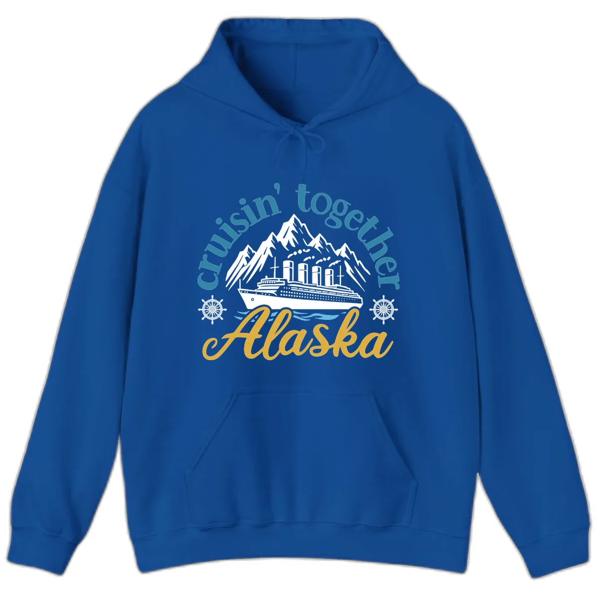 Cruisin Together Alaska Script Wave Design Hoodie in Royal