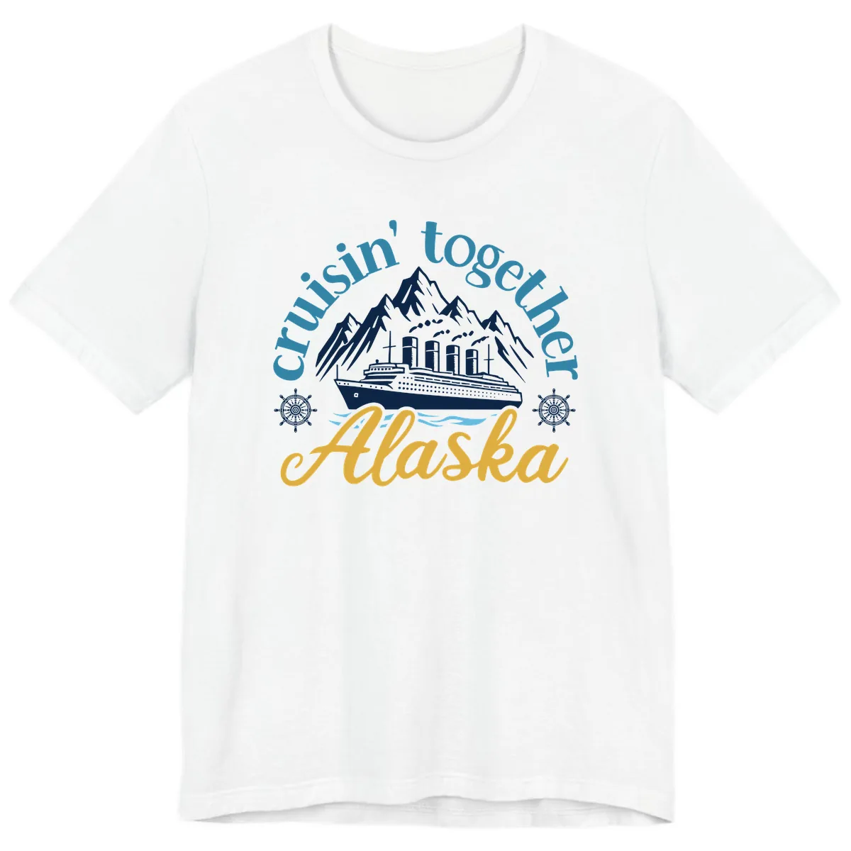 Cruisin Together Alaska Script Wave Design Premium T-Shirt in White