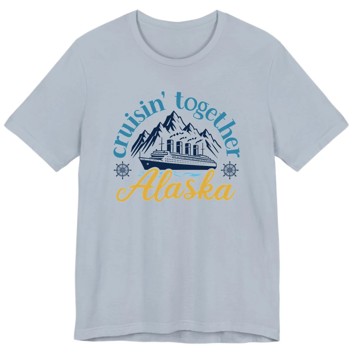 Cruisin Together Alaska Script Wave Design Premium T-Shirt in Light Blue
