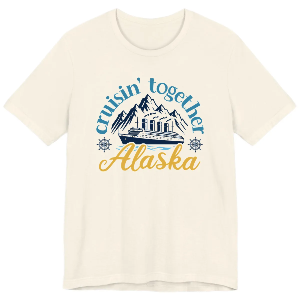 Cruisin Together Alaska Script Wave Design Premium T-Shirt in Natural