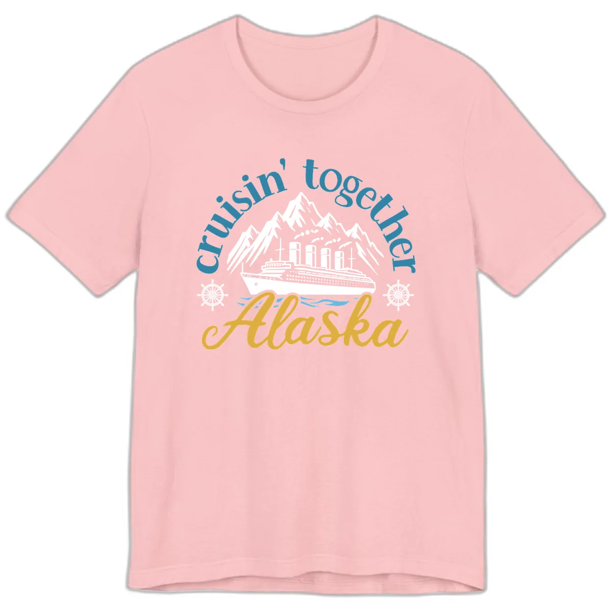 Cruisin Together Alaska Script Wave Design Premium T-Shirt in Pink