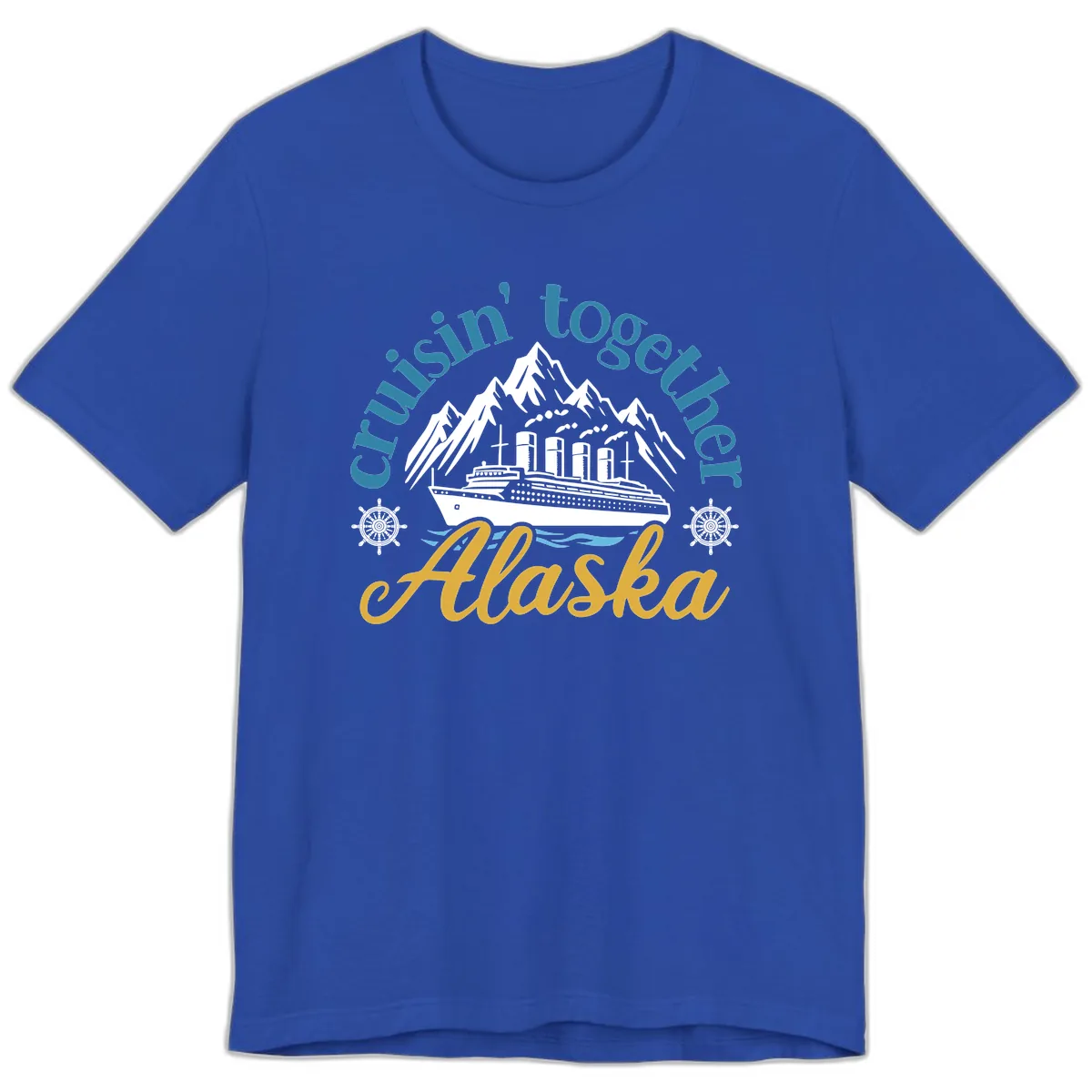 Cruisin Together Alaska Script Wave Design Premium T-Shirt in True Royal