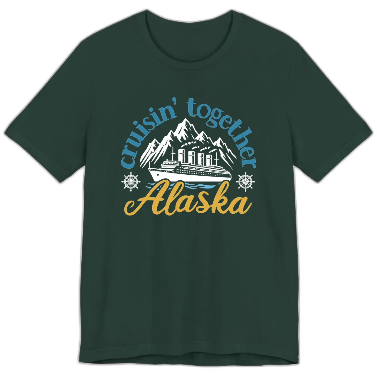 Cruisin Together Alaska Script Wave Design Premium T-Shirt in Forest