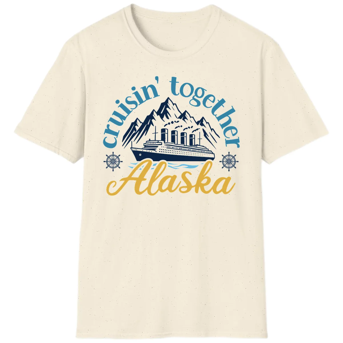 Cruisin Together Alaska Script Wave Design T-Shirt in Natural