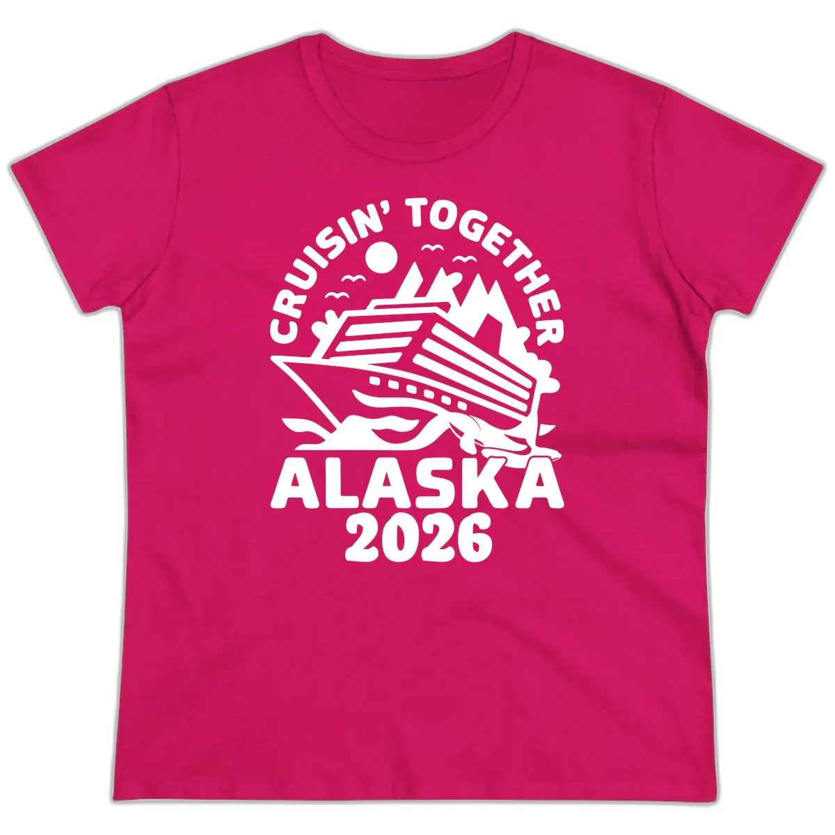Cruisin' Together Alaska 2026 Scenic Ladies Tee in Heliconia
