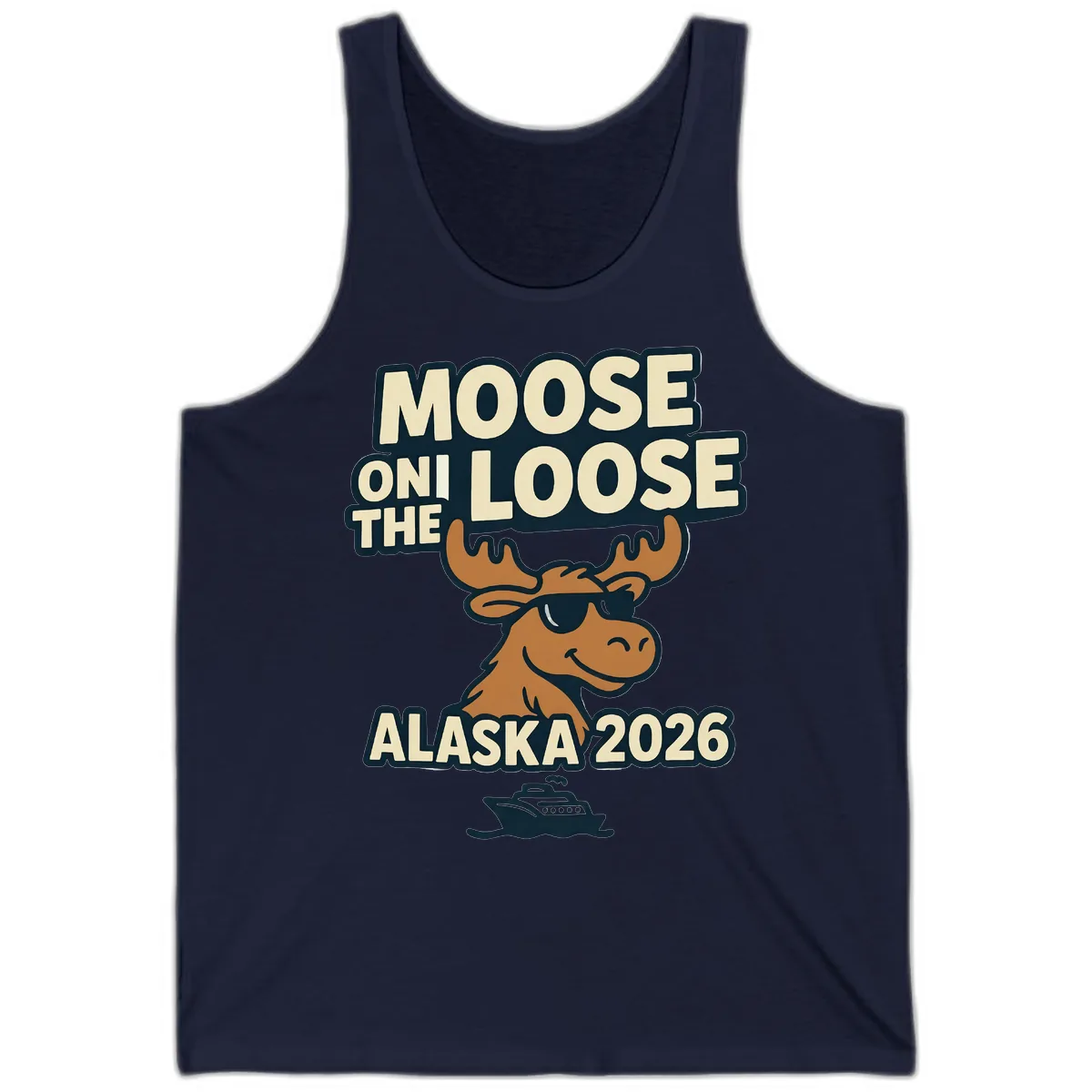 Moose On The Loose Alaska 2026 Cruise Design Tank in Navy