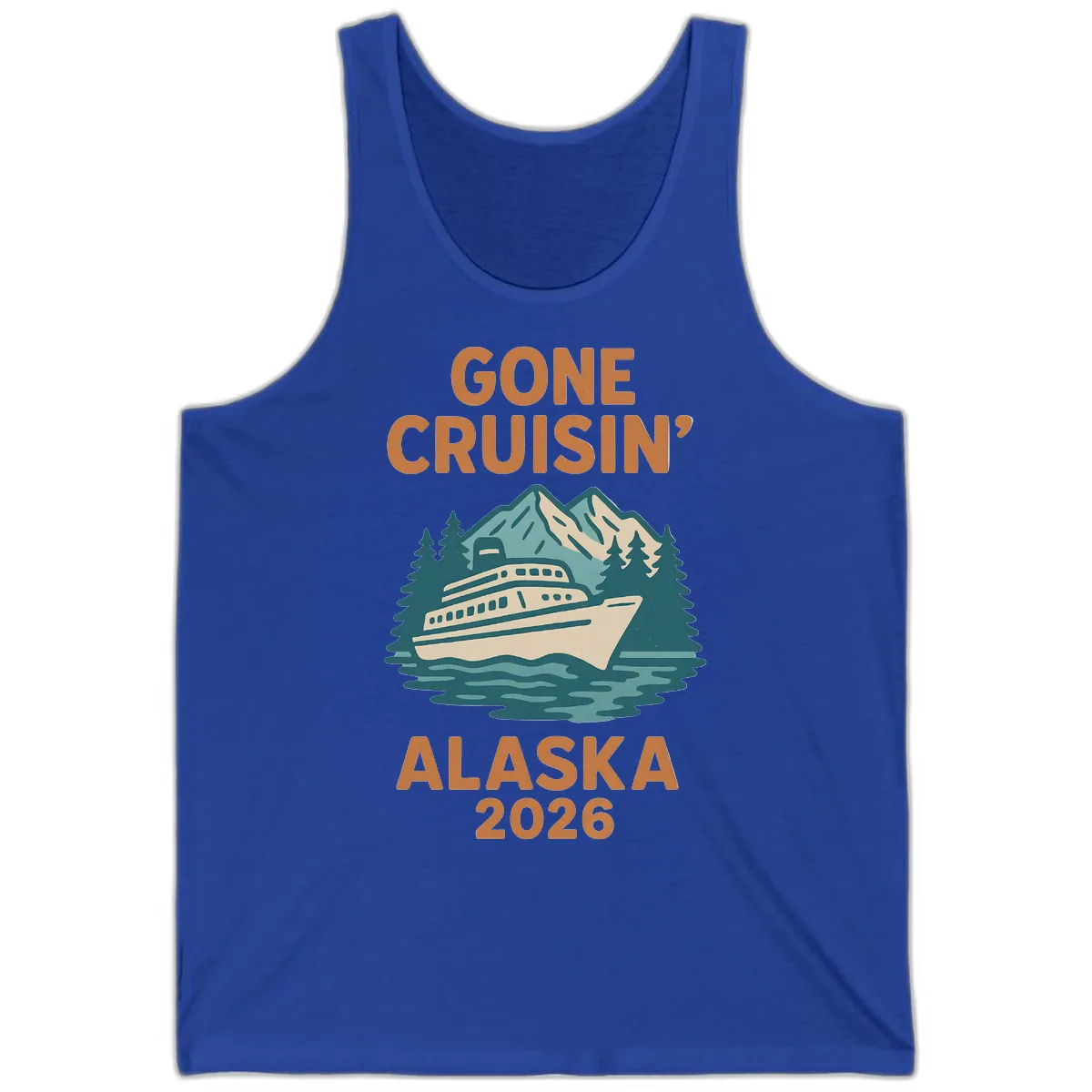 Gone Cruisin' Alaska 2026 Scenic Mountain Ship Tank in True Royal