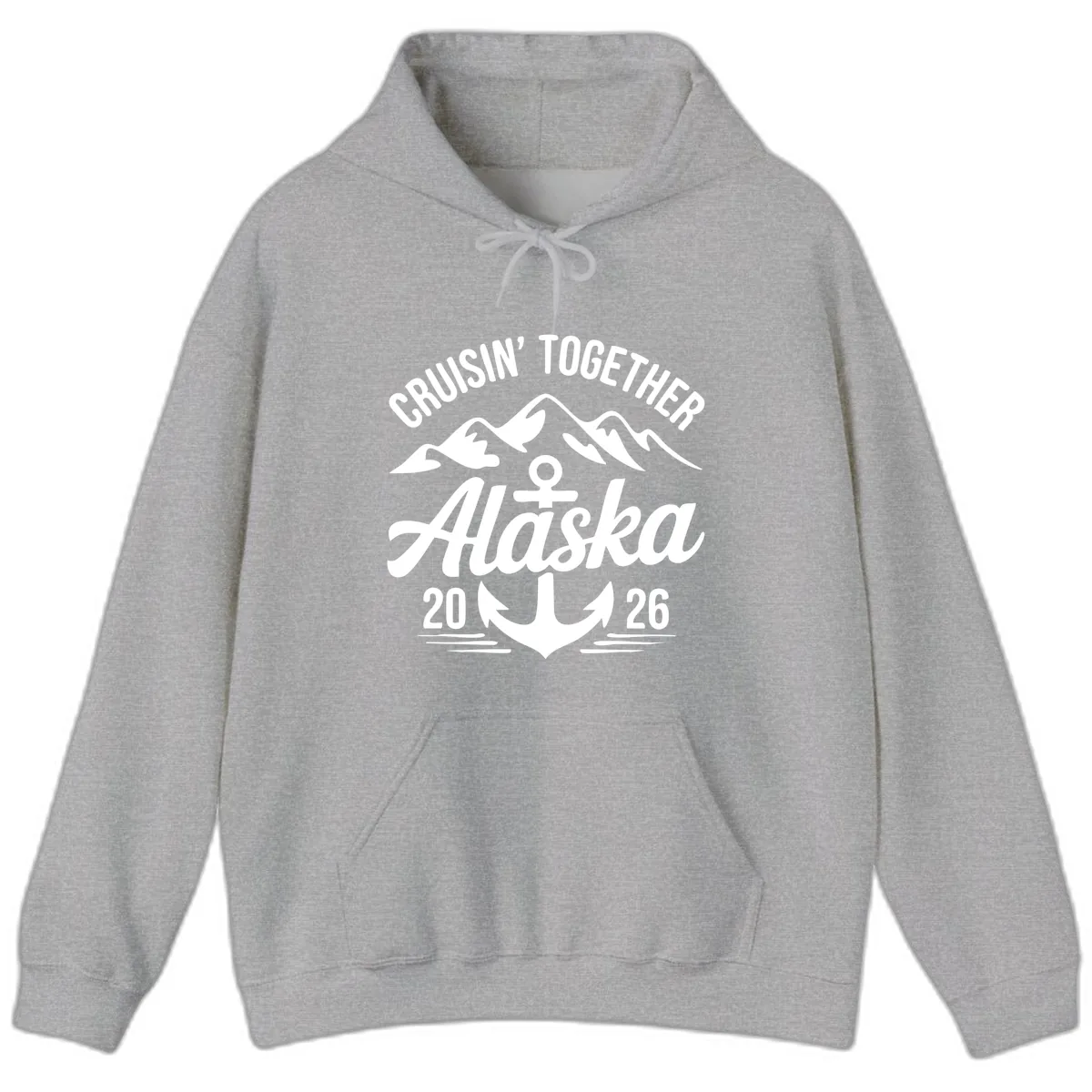 Cruisin' Together Alaska 2026 Anchor Design Hoodie in Sport Grey