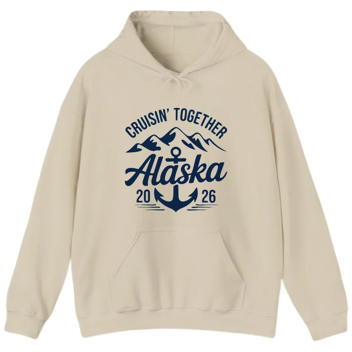 Cruisin' Together Alaska 2026 Anchor Design Hoodie in Sand