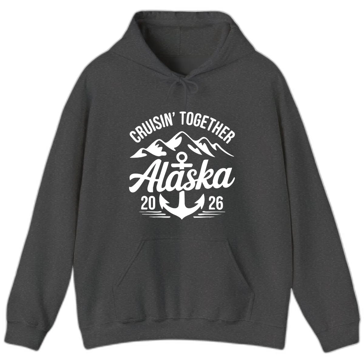 Cruisin' Together Alaska 2026 Anchor Design Hoodie in Dark Heather