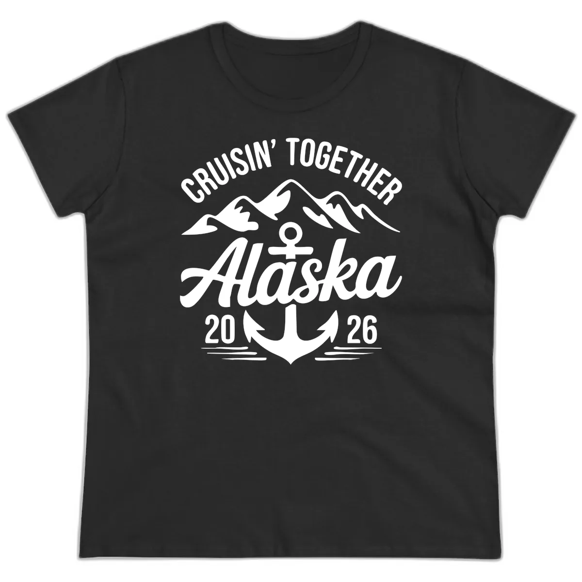 Cruisin' Together Alaska 2026 Anchor Design Ladies Tee in Black