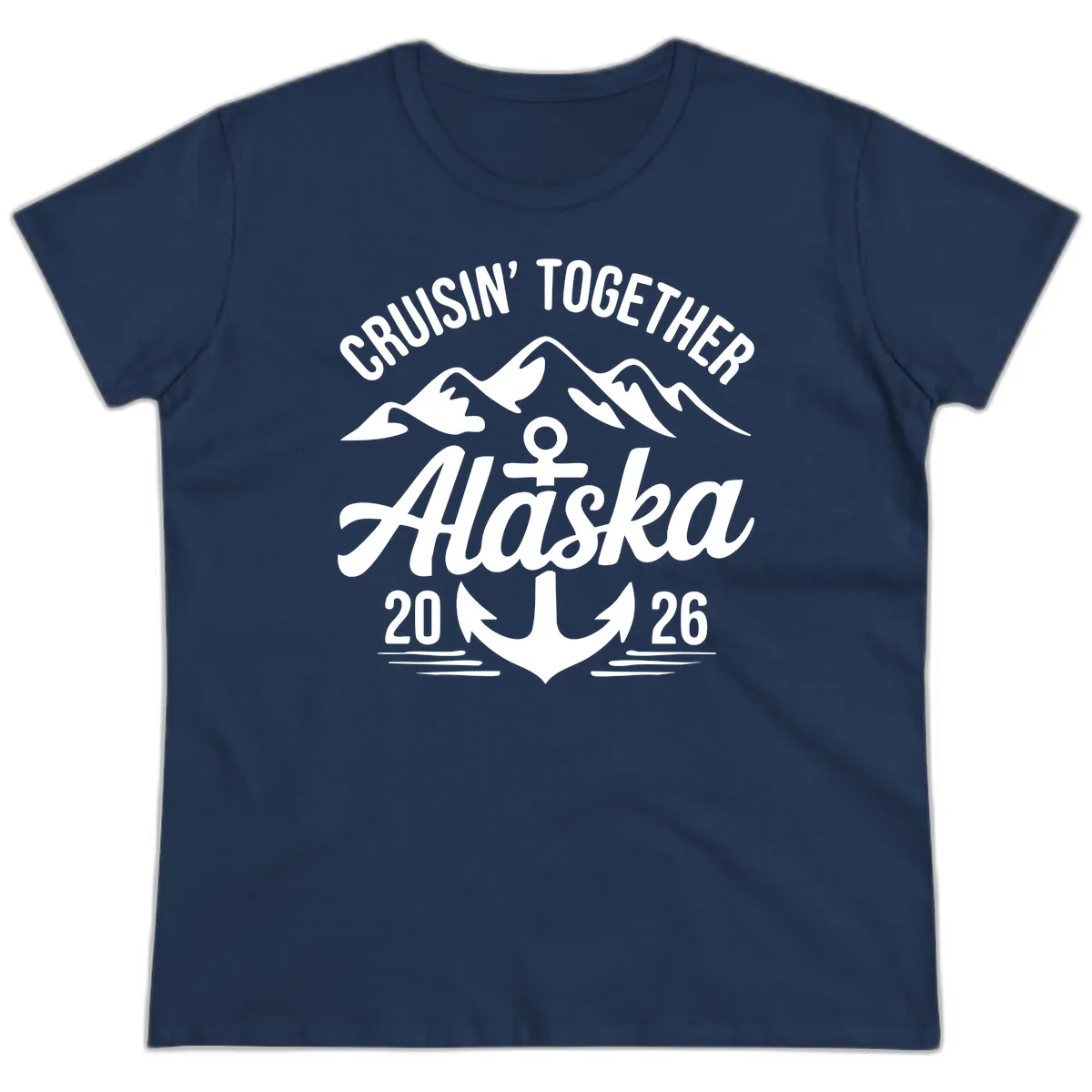 Cruisin' Together Alaska 2026 Anchor Design Ladies Tee in Navy