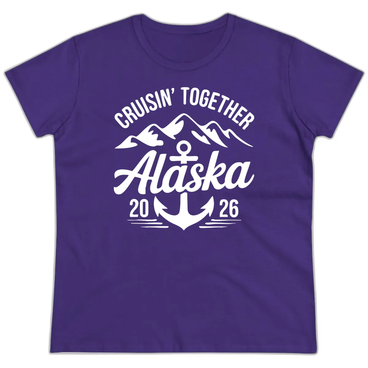 Cruisin' Together Alaska 2026 Anchor Design Ladies Tee in Purple
