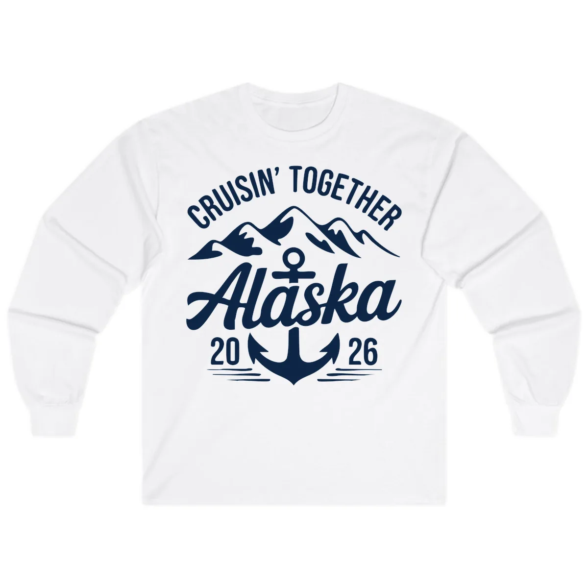 Cruisin' Together Alaska 2026 Anchor Design Long Sleeve in White