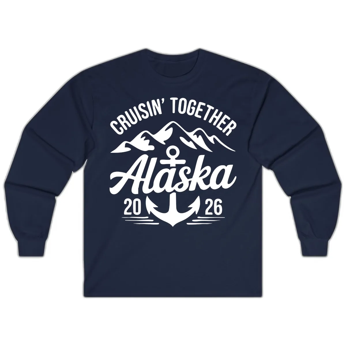 Cruisin' Together Alaska 2026 Anchor Design Long Sleeve in Navy