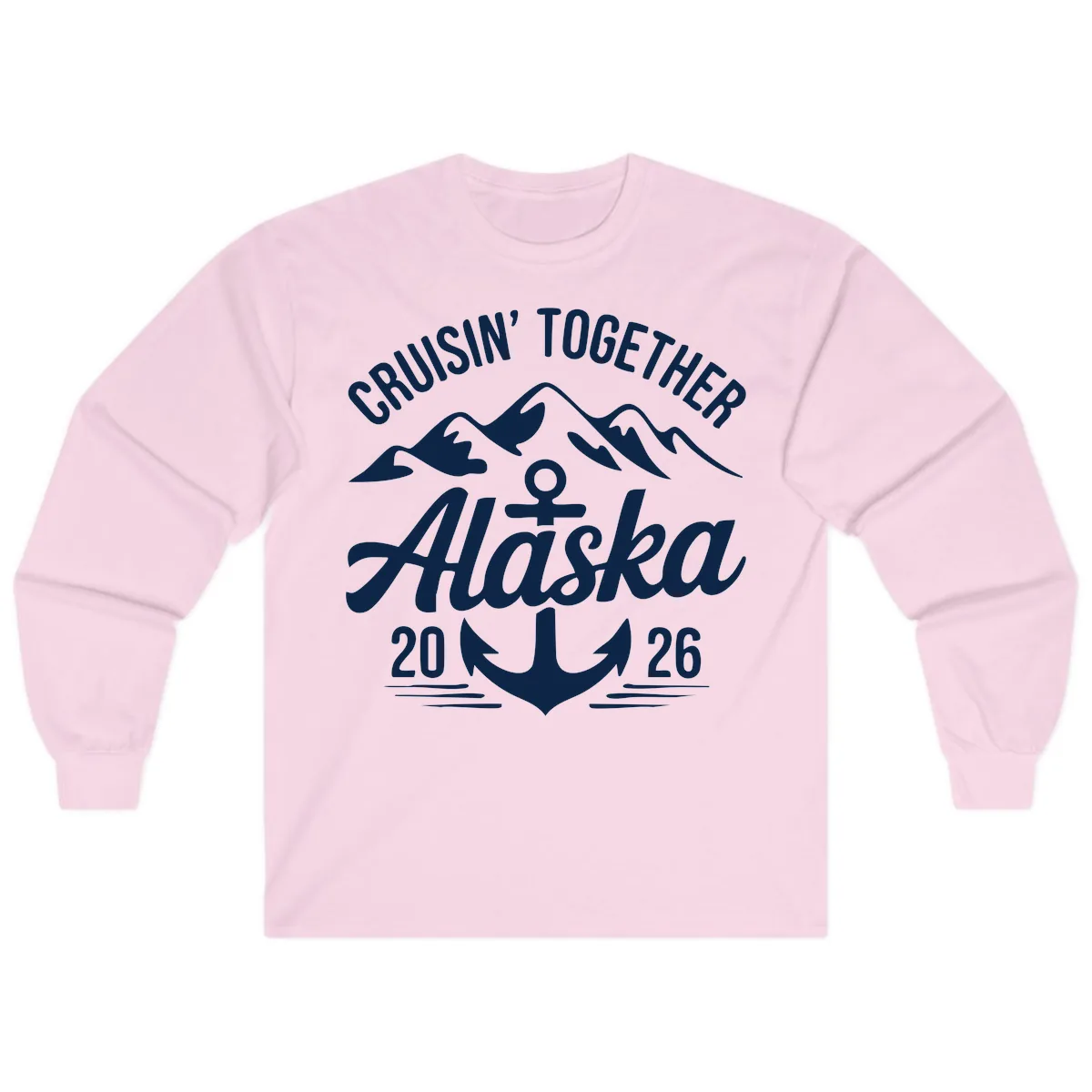 Cruisin' Together Alaska 2026 Anchor Design Long Sleeve in Light Pink