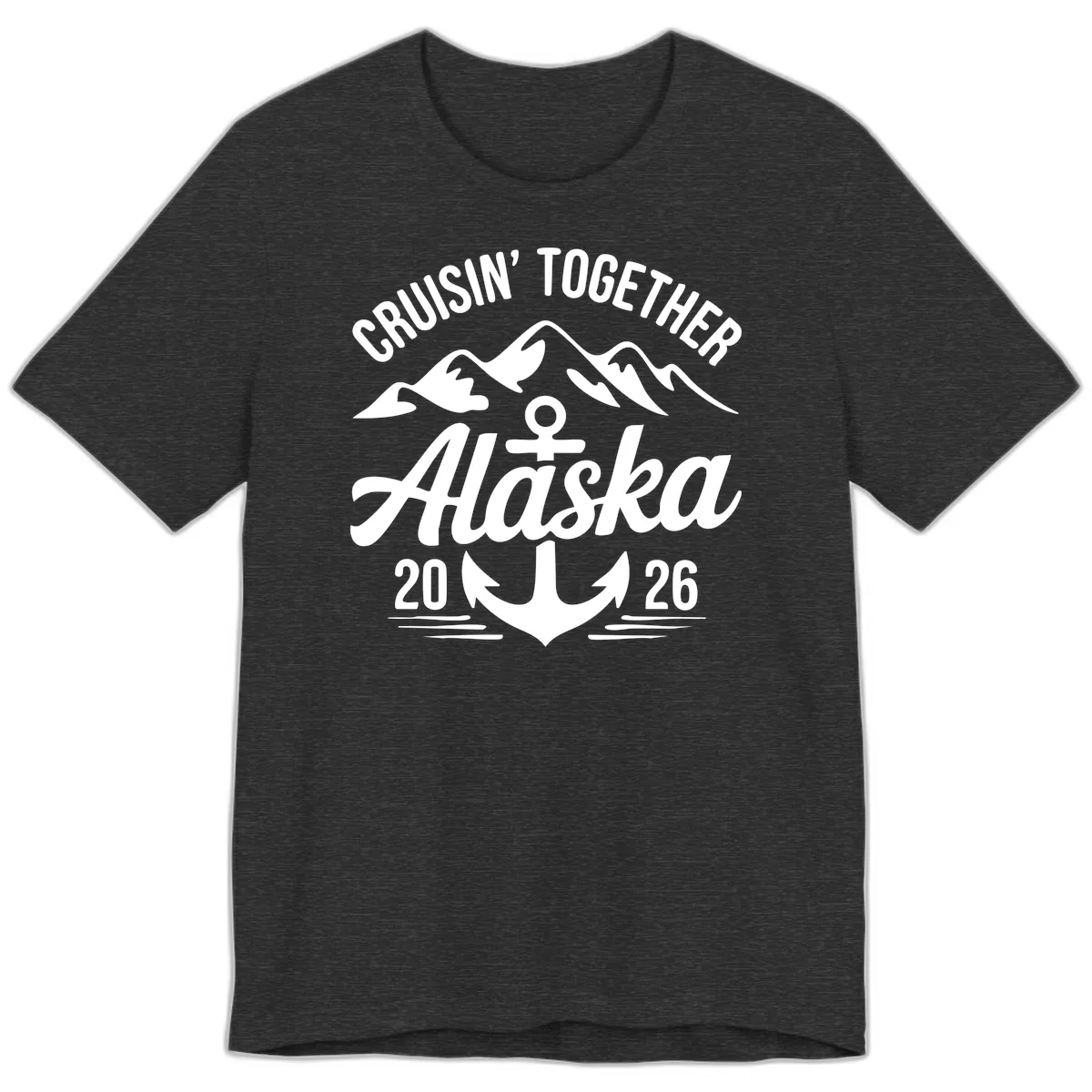 Cruisin' Together Alaska 2026 Anchor Design Premium T-Shirt in Dark Grey Heather