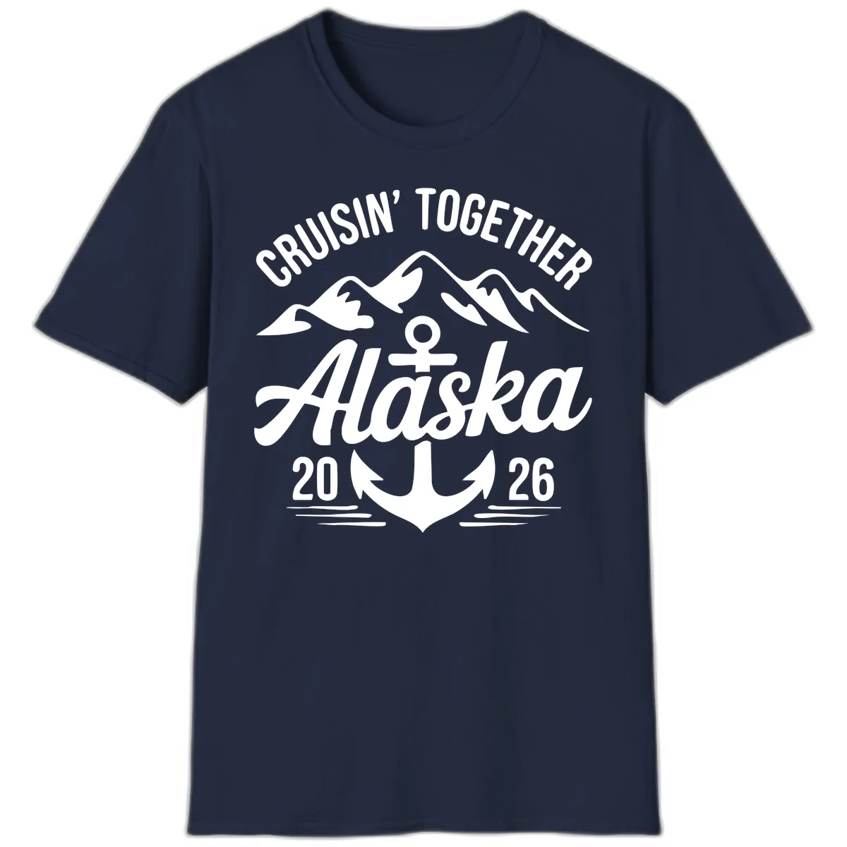 Cruisin' Together Alaska 2026 Anchor Design T-Shirt in Navy