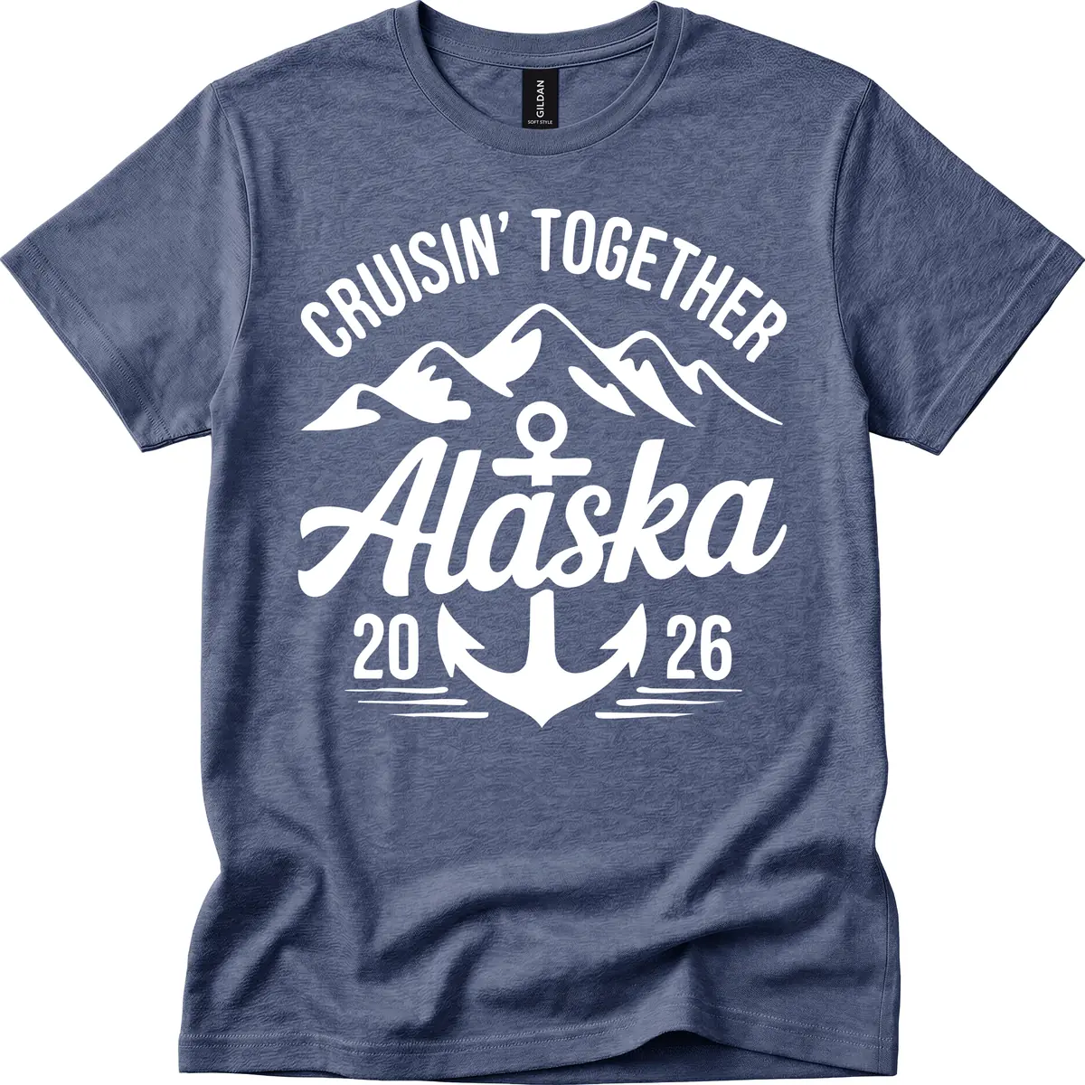 Cruisin' Together Alaska 2026 Anchor Design T-Shirt in Heather Navy