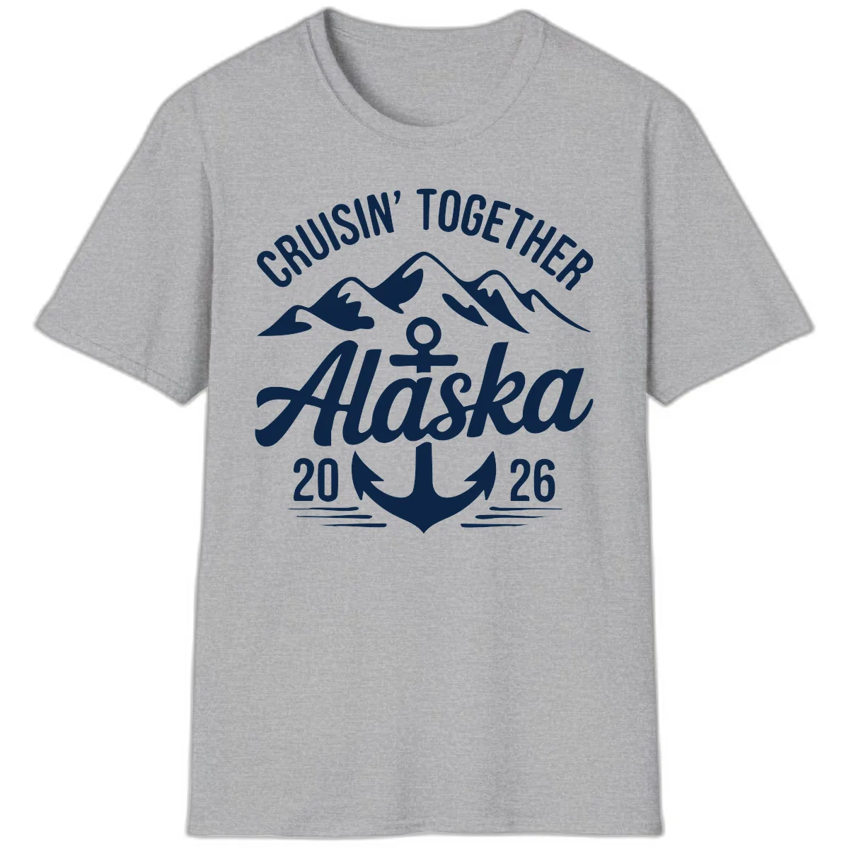Cruisin' Together Alaska 2026 Anchor Design T-Shirt in Sport Grey
