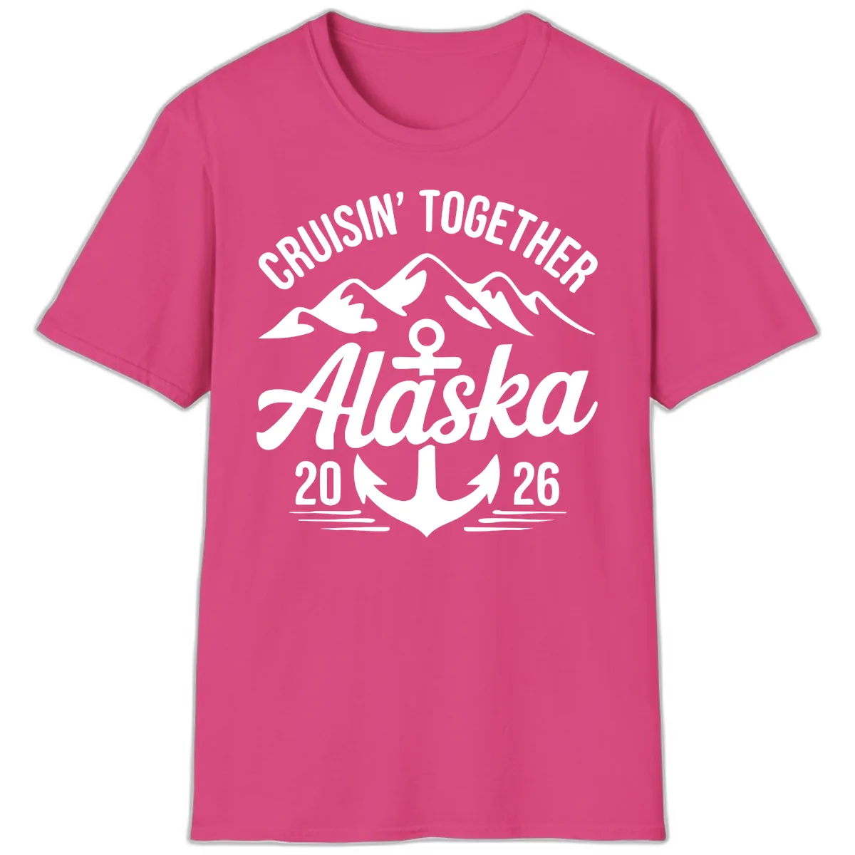 Cruisin' Together Alaska 2026 Anchor Design T-Shirt in Heliconia