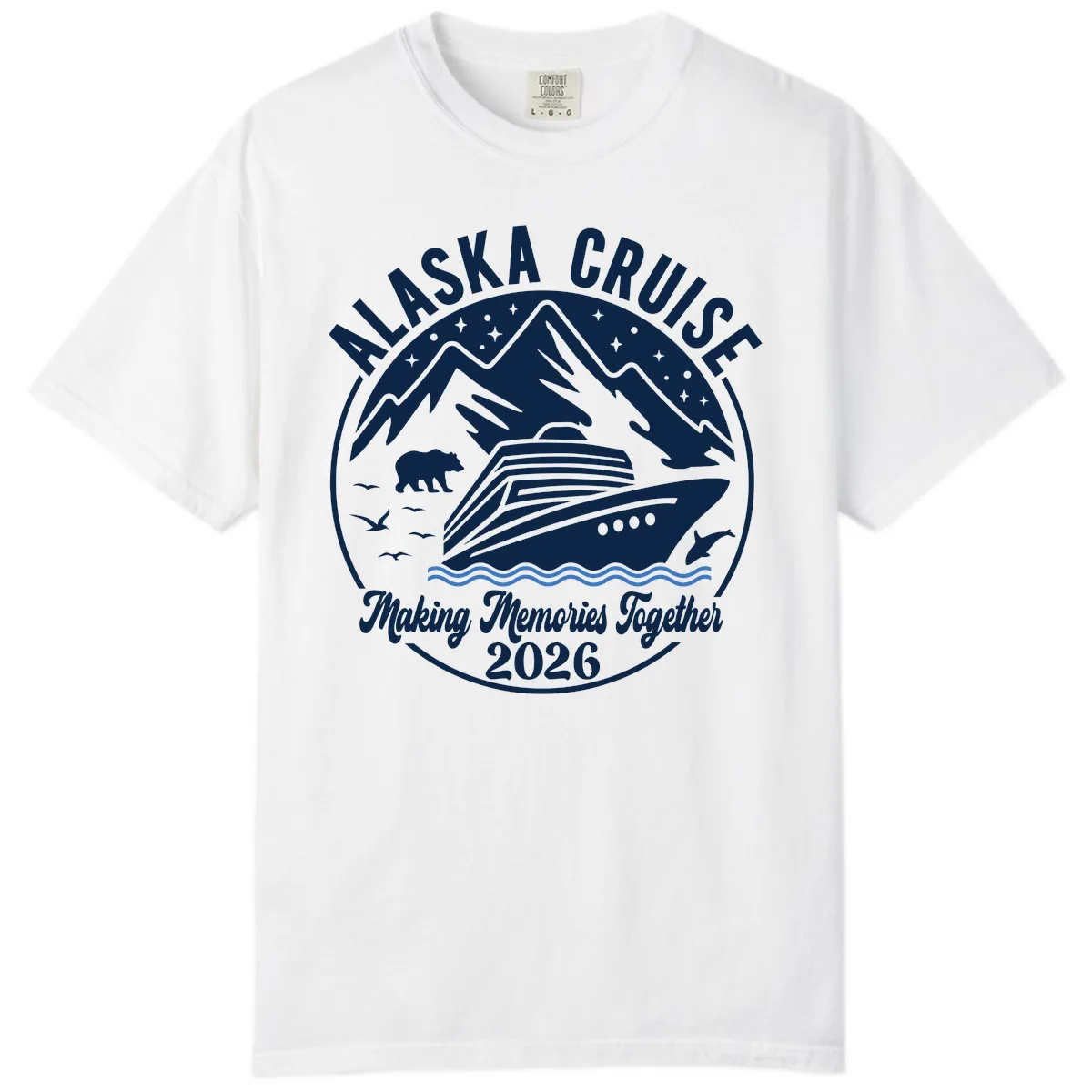 Minimalist Nautical Double Blue Ocean Waves Graphic Comfort Color in White