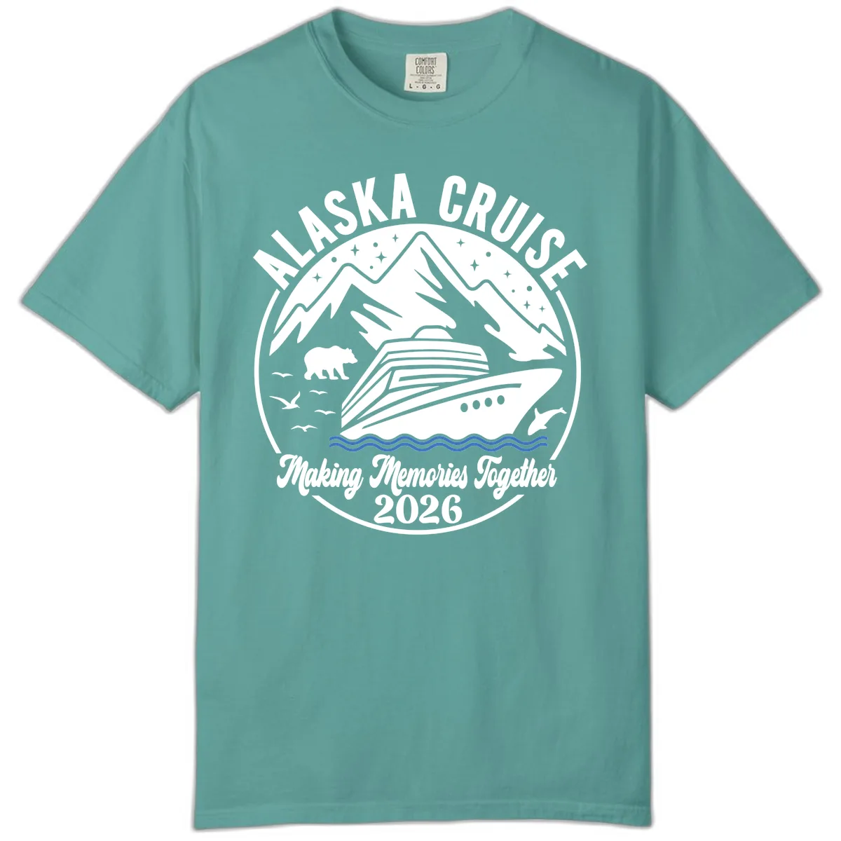 Minimalist Nautical Double Blue Ocean Waves Graphic Comfort Color in Seafoam