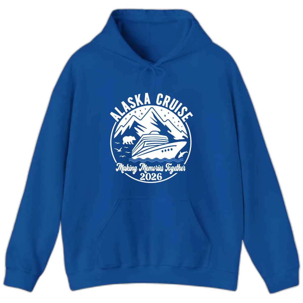 Minimalist Nautical Double Blue Ocean Waves Graphic Hoodie in Royal
