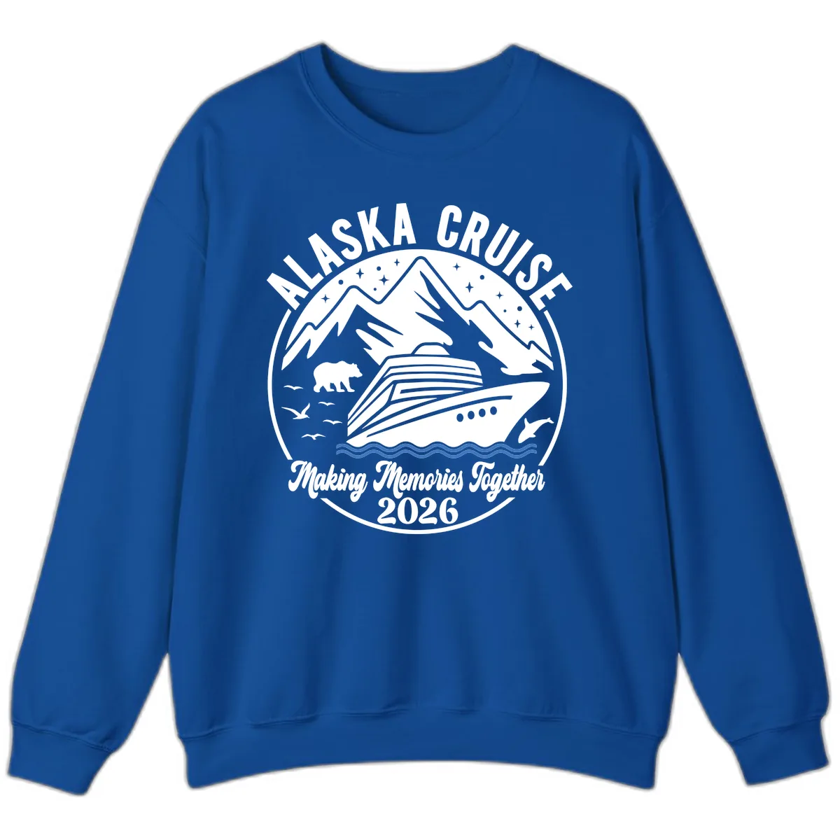 Minimalist Nautical Double Blue Ocean Waves Graphic Sweatshirt in Royal