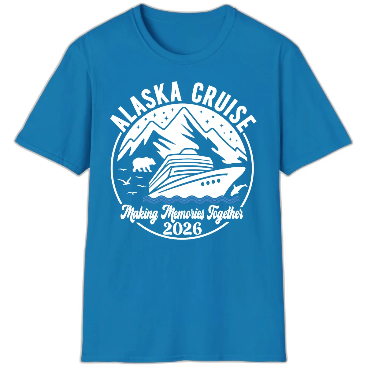 Minimalist Nautical Double Blue Ocean Waves Graphic T-Shirt in Sapphire