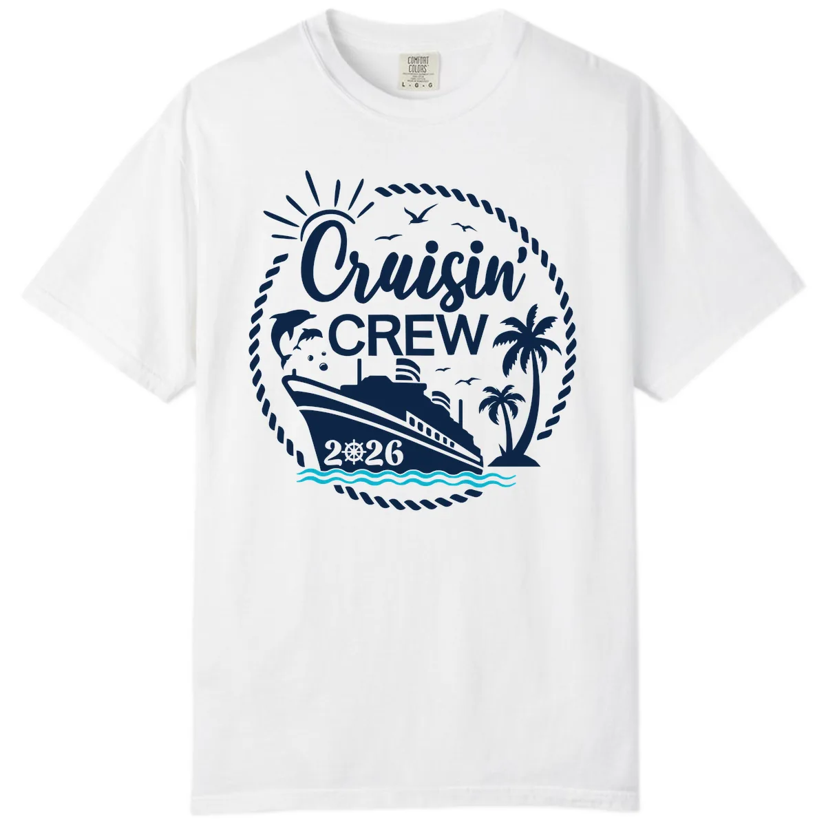 Cruisin' Crew 2026 Tropical Nautical Badge Comfort Color in White