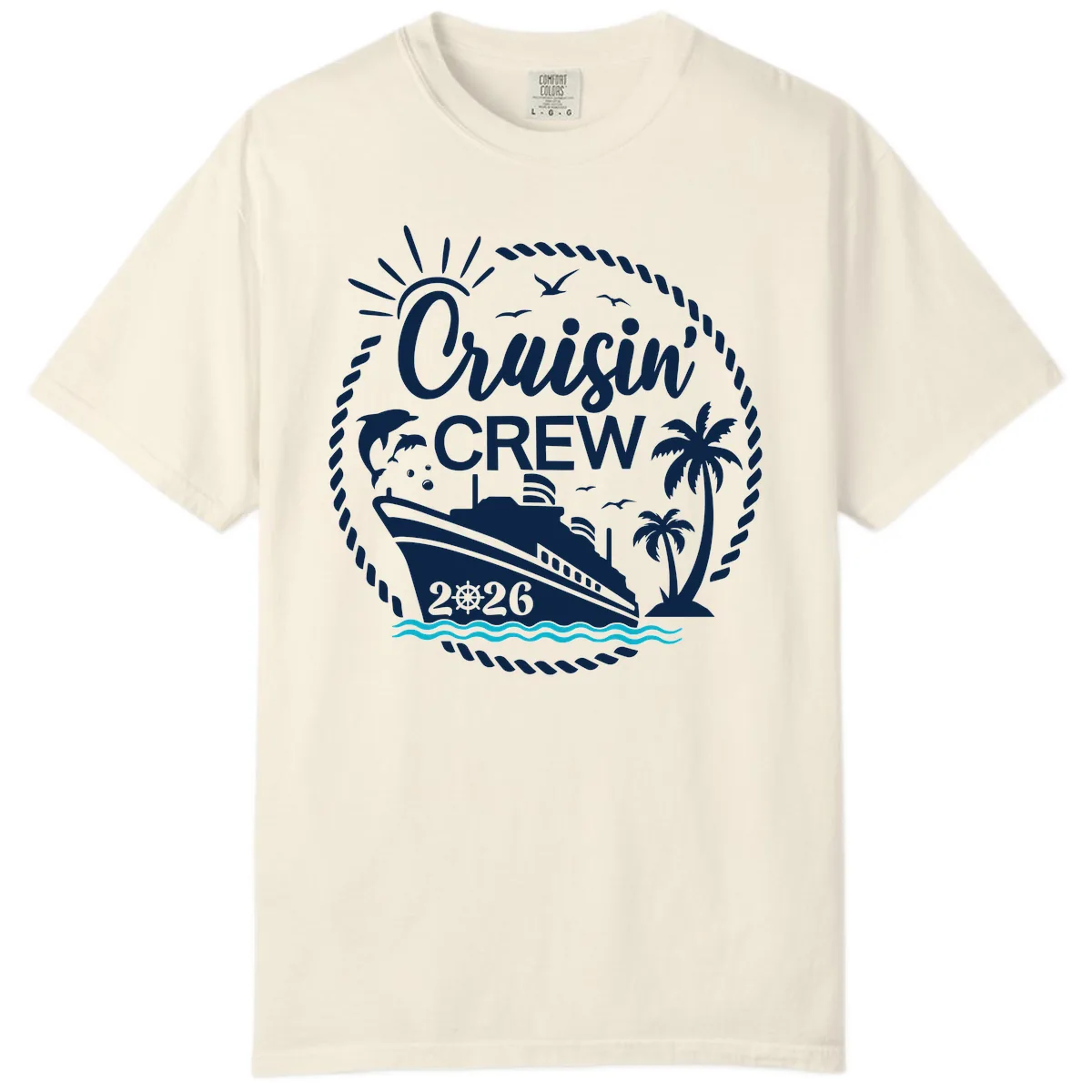 Cruisin' Crew 2026 Tropical Nautical Badge Comfort Color in Ivory