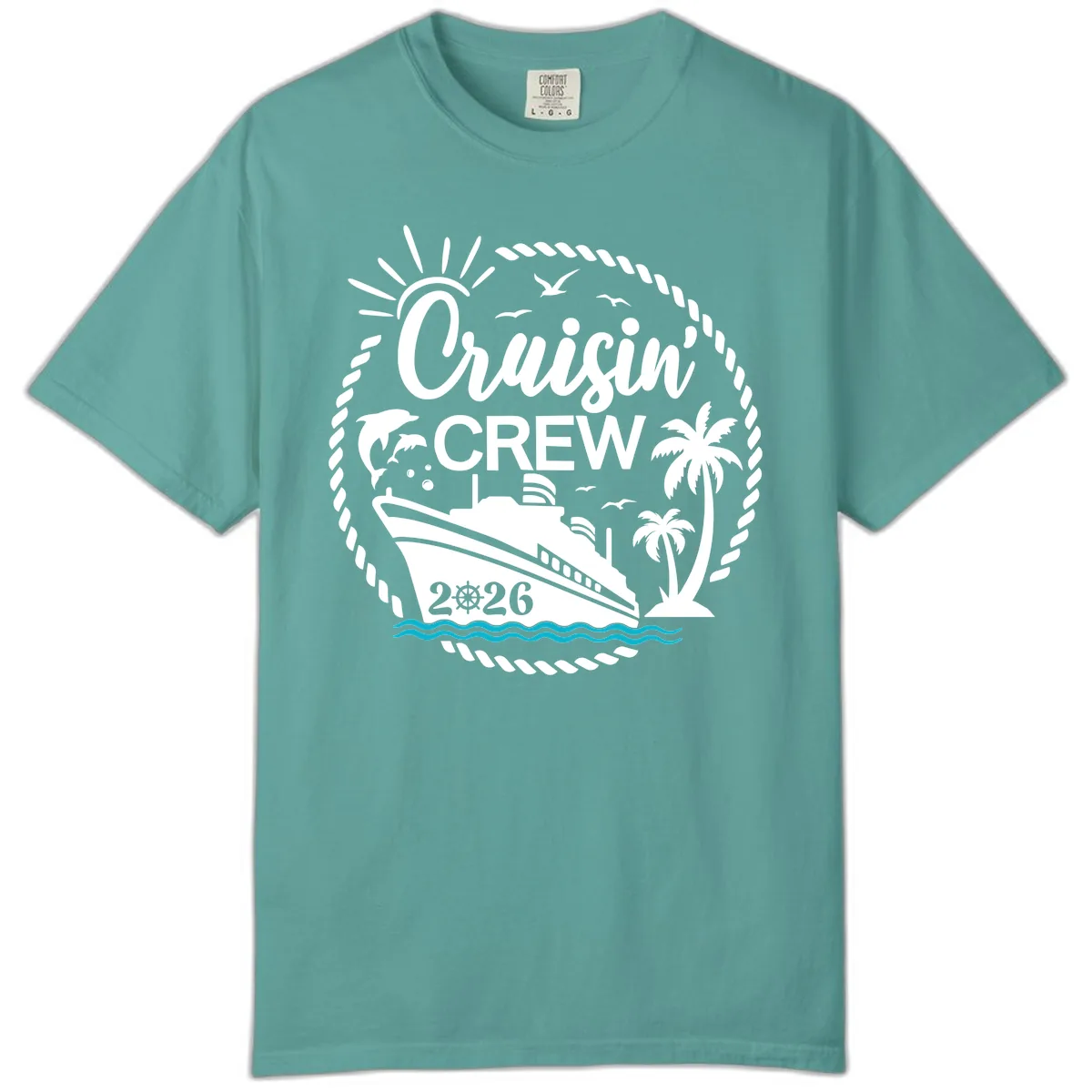 Cruisin' Crew 2026 Tropical Nautical Badge Comfort Color in Seafoam