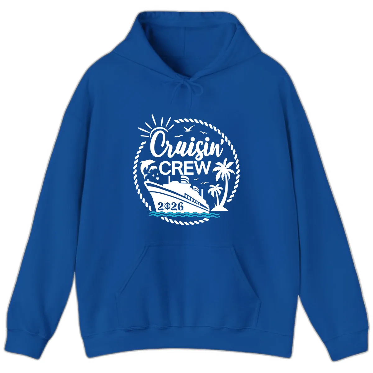 Cruisin' Crew 2026 Tropical Nautical Badge Hoodie in Royal