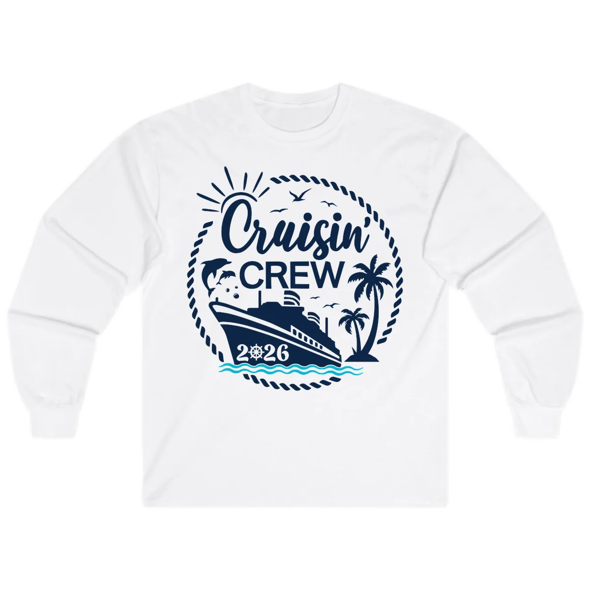 Cruisin' Crew 2026 Tropical Nautical Badge Long Sleeve in White