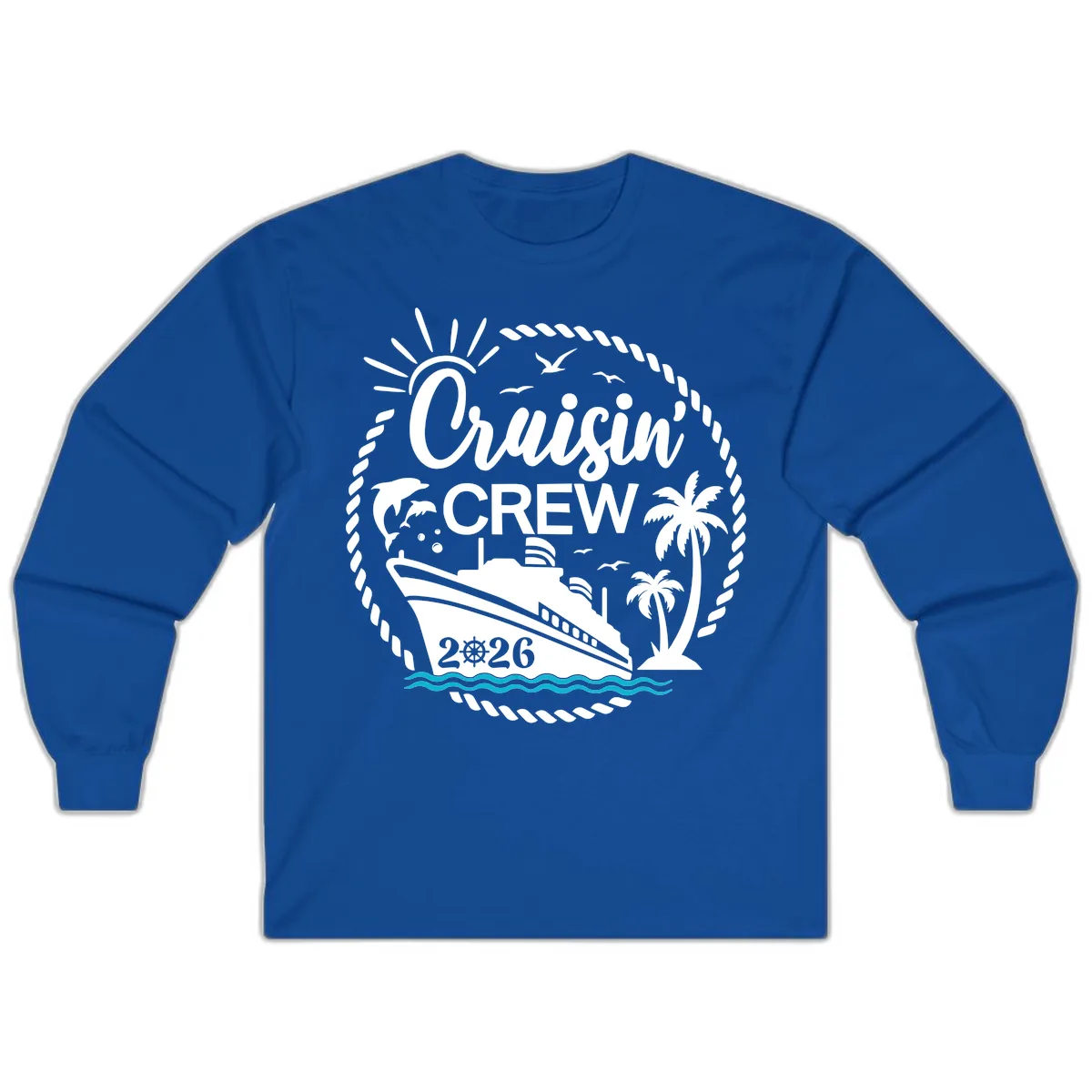 Cruisin' Crew 2026 Tropical Nautical Badge Long Sleeve in Royal