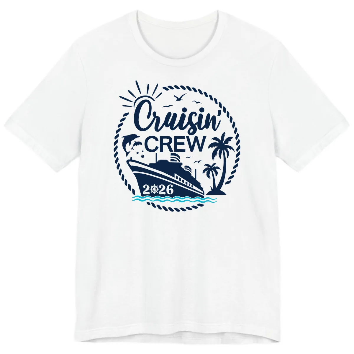 Cruisin' Crew 2026 Tropical Nautical Badge Premium T-Shirt in White