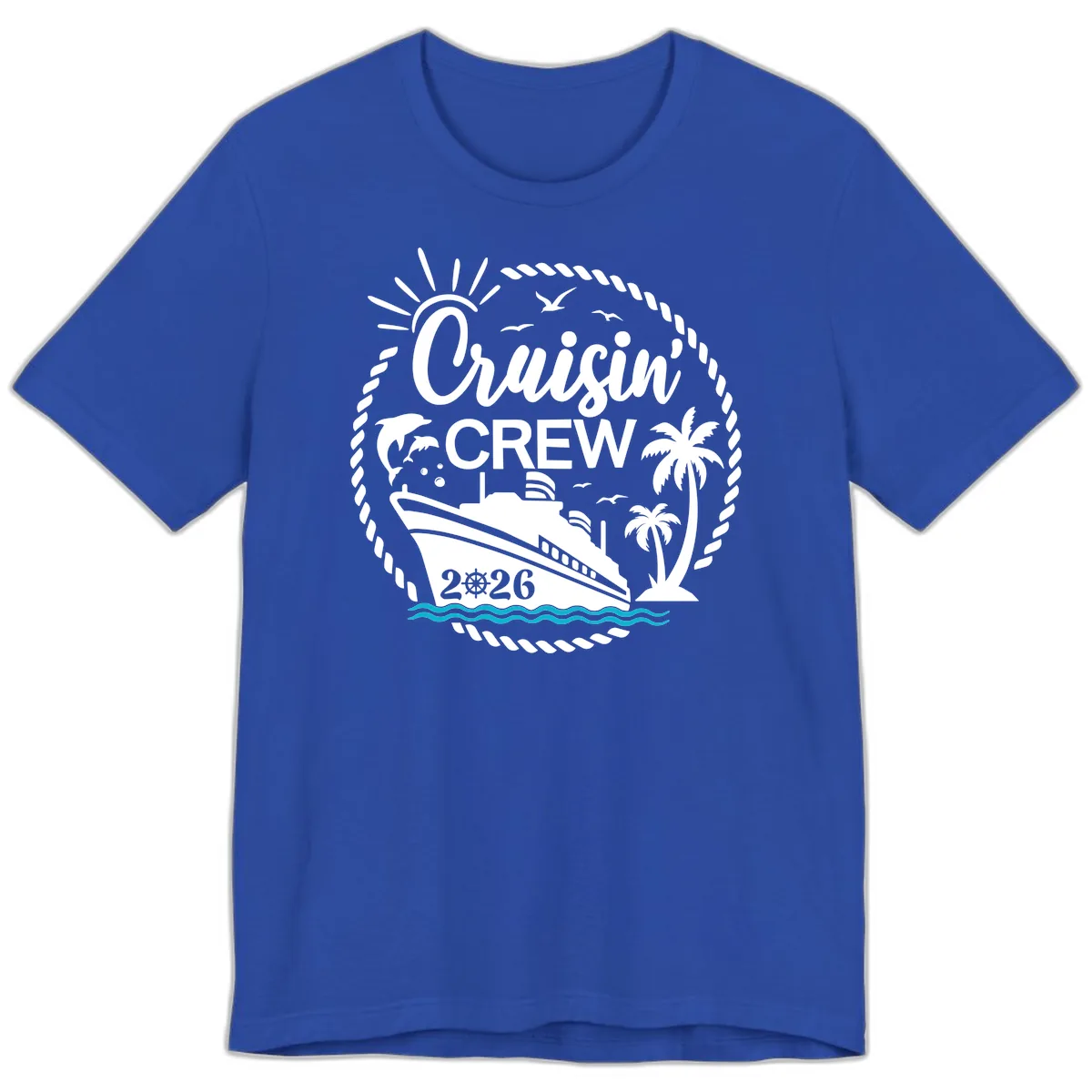 Cruisin' Crew 2026 Tropical Nautical Badge Premium T-Shirt in True Royal