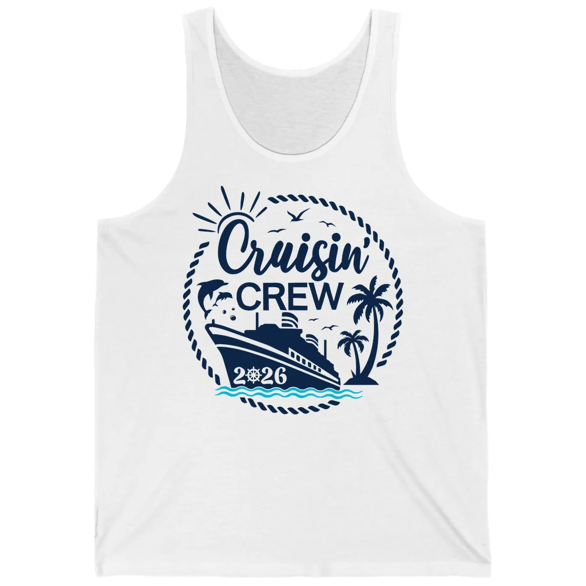 Cruisin' Crew 2026 Tropical Nautical Badge Tank in White
