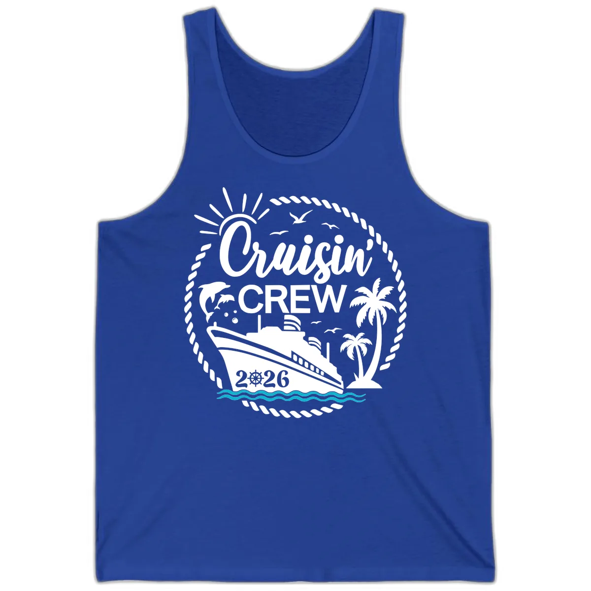 Cruisin' Crew 2026 Tropical Nautical Badge Tank in True Royal