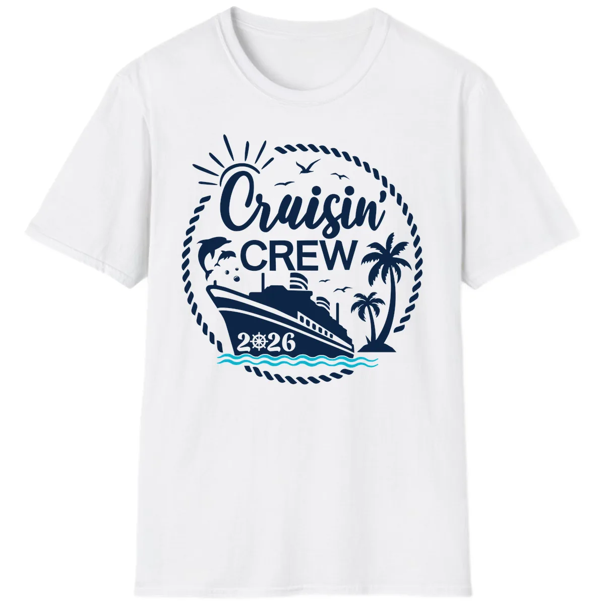 Cruisin' Crew 2026 Tropical Nautical Badge T-Shirt in White