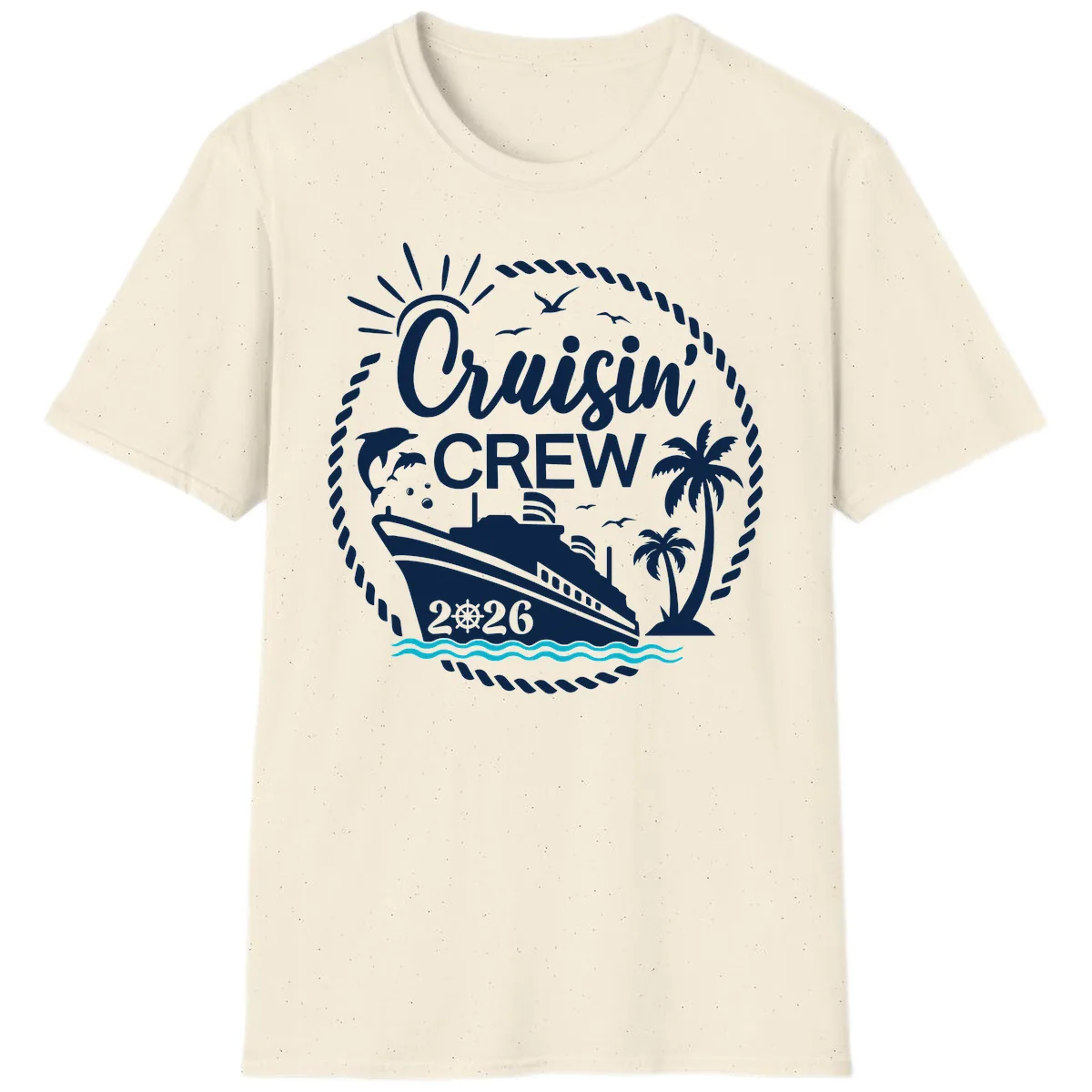 Cruisin' Crew 2026 Tropical Nautical Badge T-Shirt in Natural