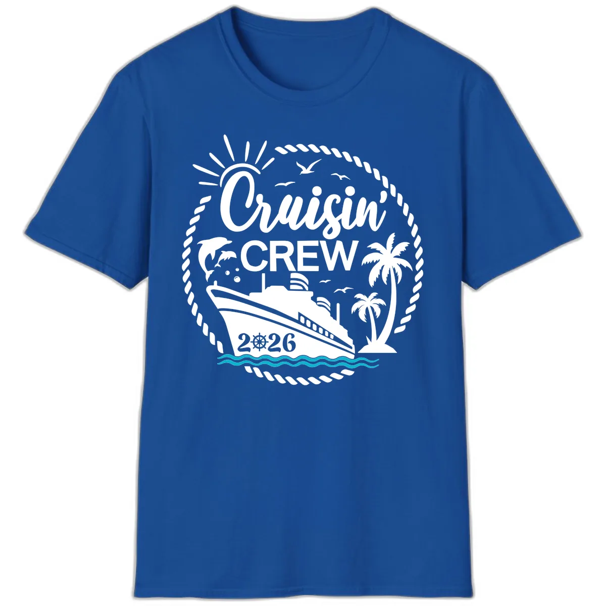Cruisin' Crew 2026 Tropical Nautical Badge T-Shirt in Royal