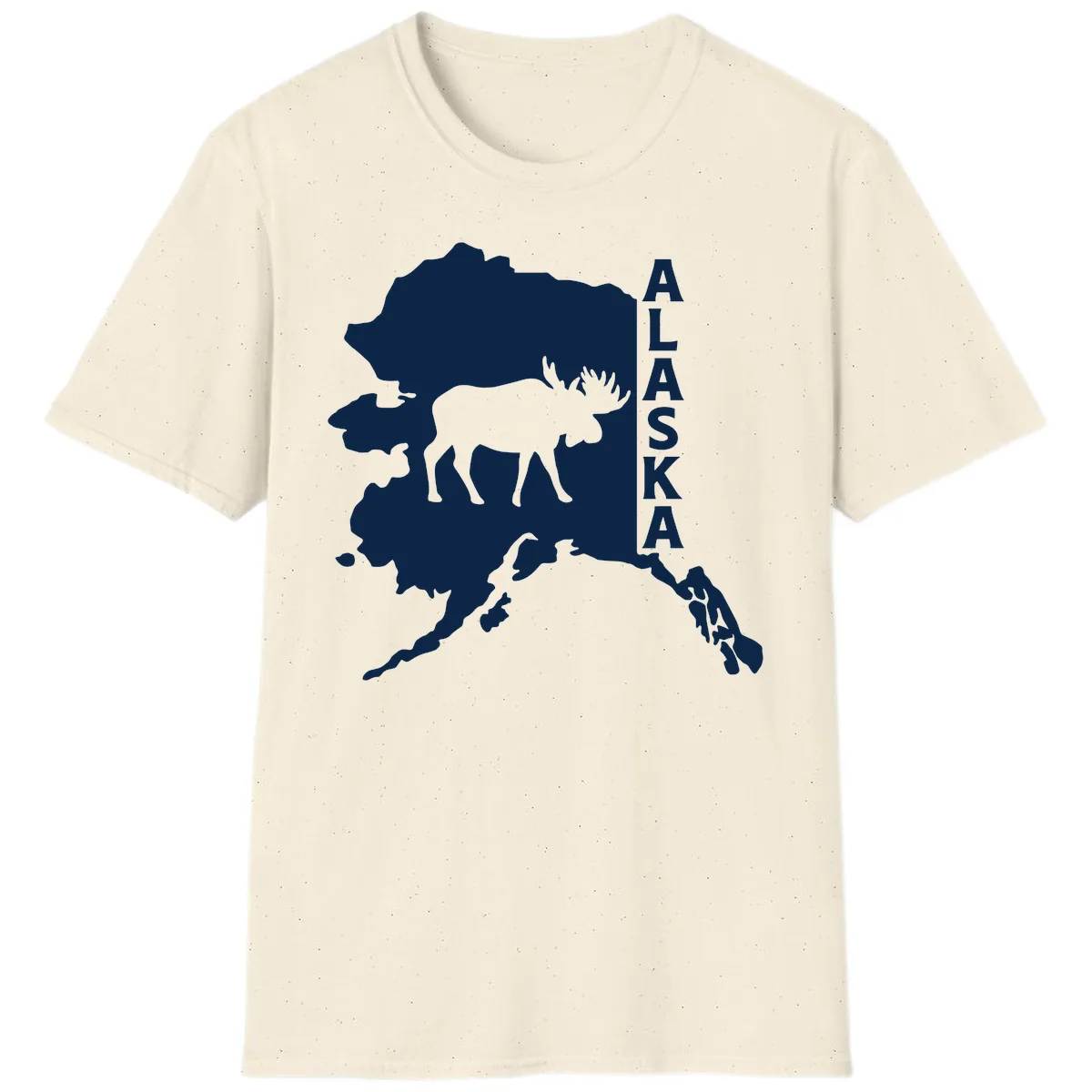 Bold Alaska State Silhouette With Moose Graphic T-Shirt in Natural