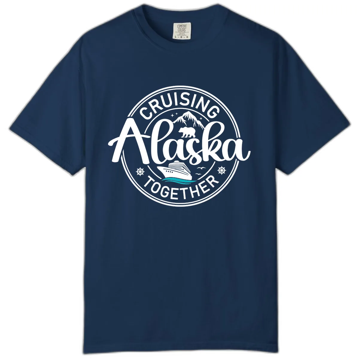 Cruisin' Alaska Together Scenic Badge Comfort Color in Navy