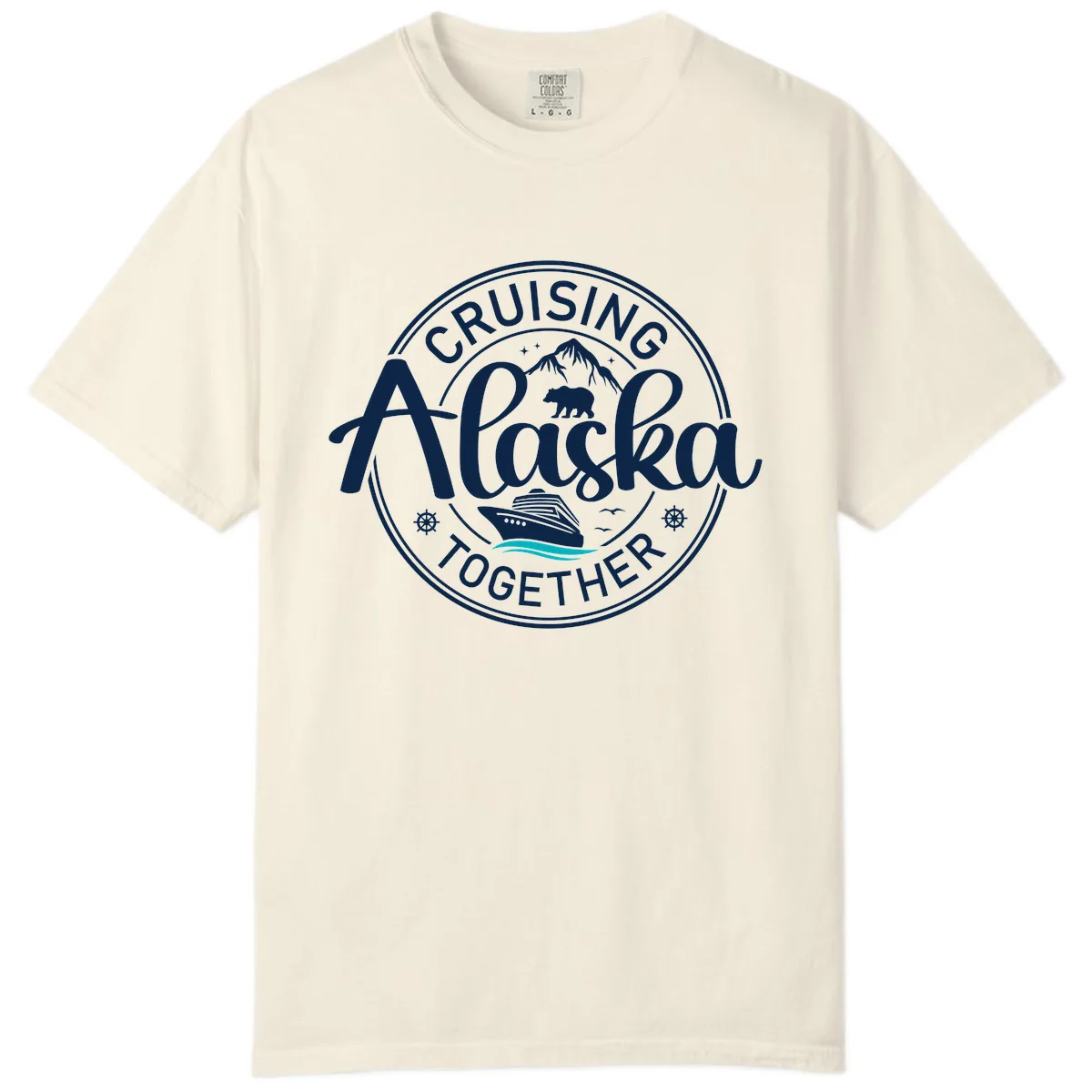 Cruisin' Alaska Together Scenic Badge Comfort Color in Ivory