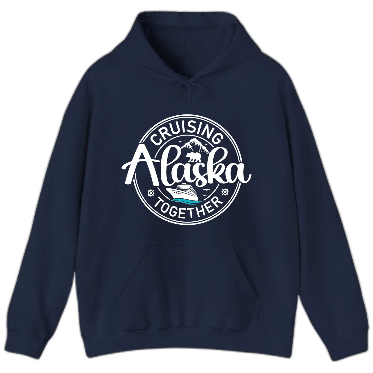 Cruisin' Alaska Together Scenic Badge Hoodie in Navy